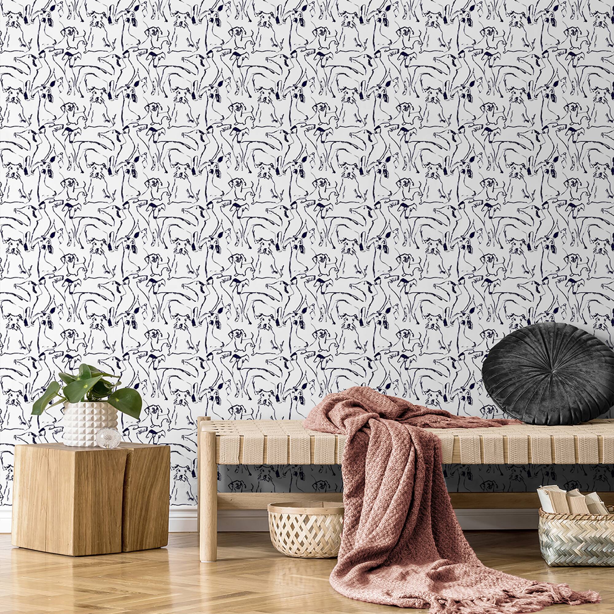 Surface Style Dog Doodle Ink Peel & Stick Wallpaper